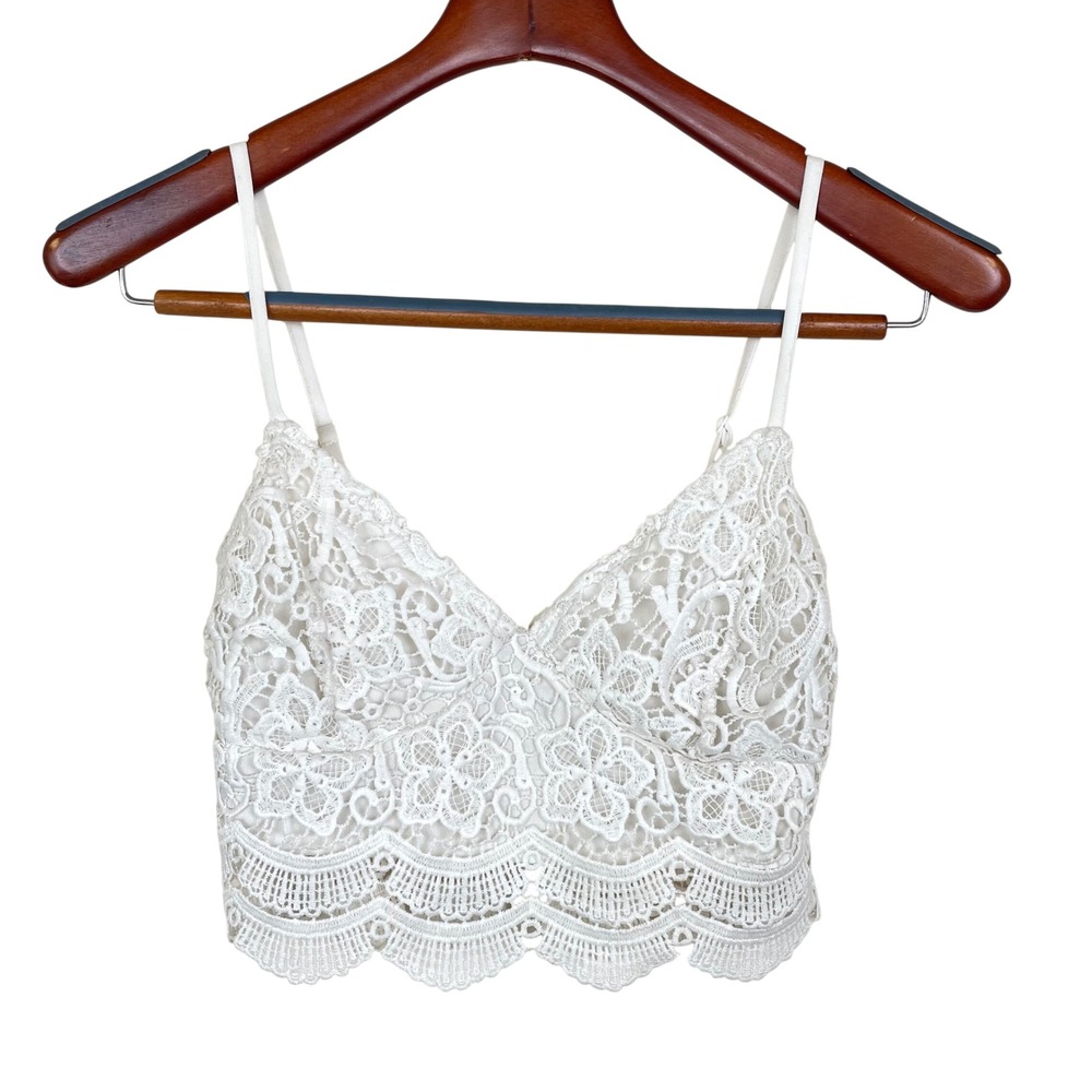 Womens Cami Crop Top Sz S Lace Fairy Cottage Coquette Festival Dainty Boho